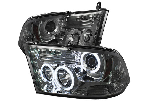 Smoked CCFL Halo Headlights w/Daytime Lights 09-18 DODGE RAM